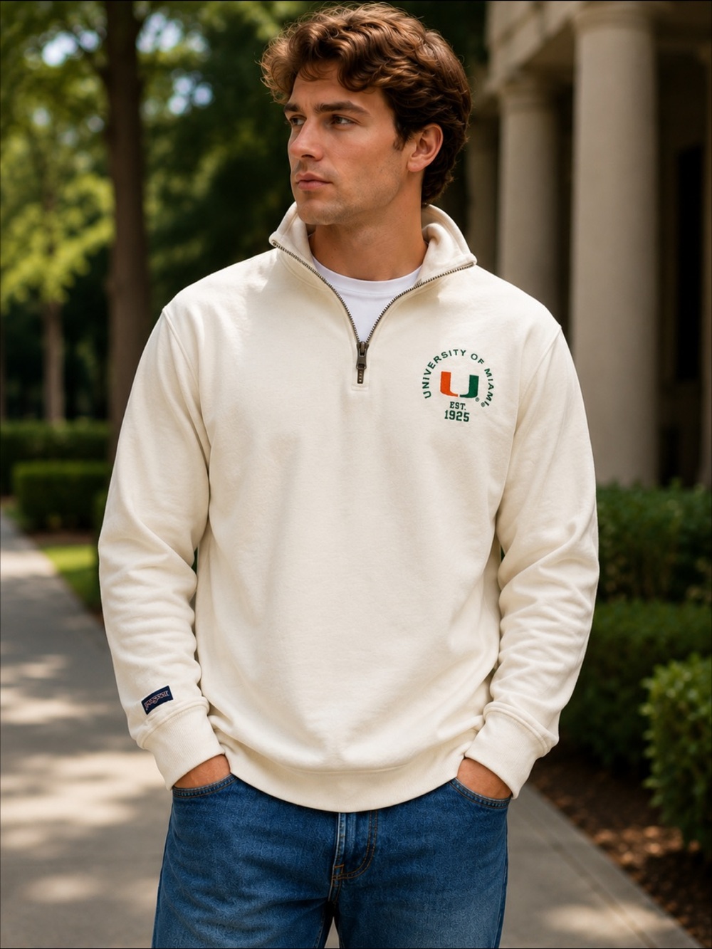 JanSport University of Miami Hurricanes 1/4 Zip Pullover – Size 2XL